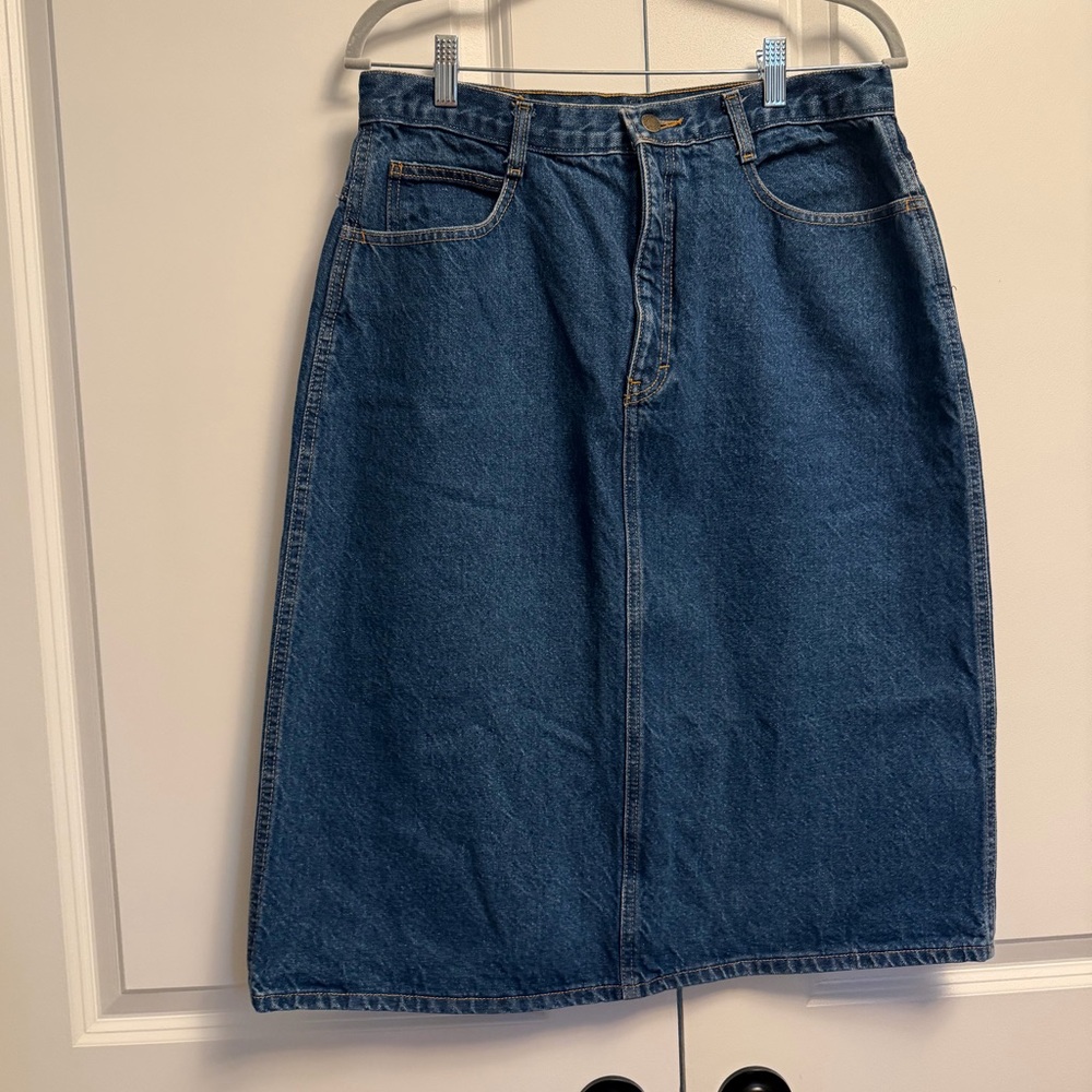 Vintage 90s Denim Skirt • Made in USA • High Waist Minimalist • Size 32